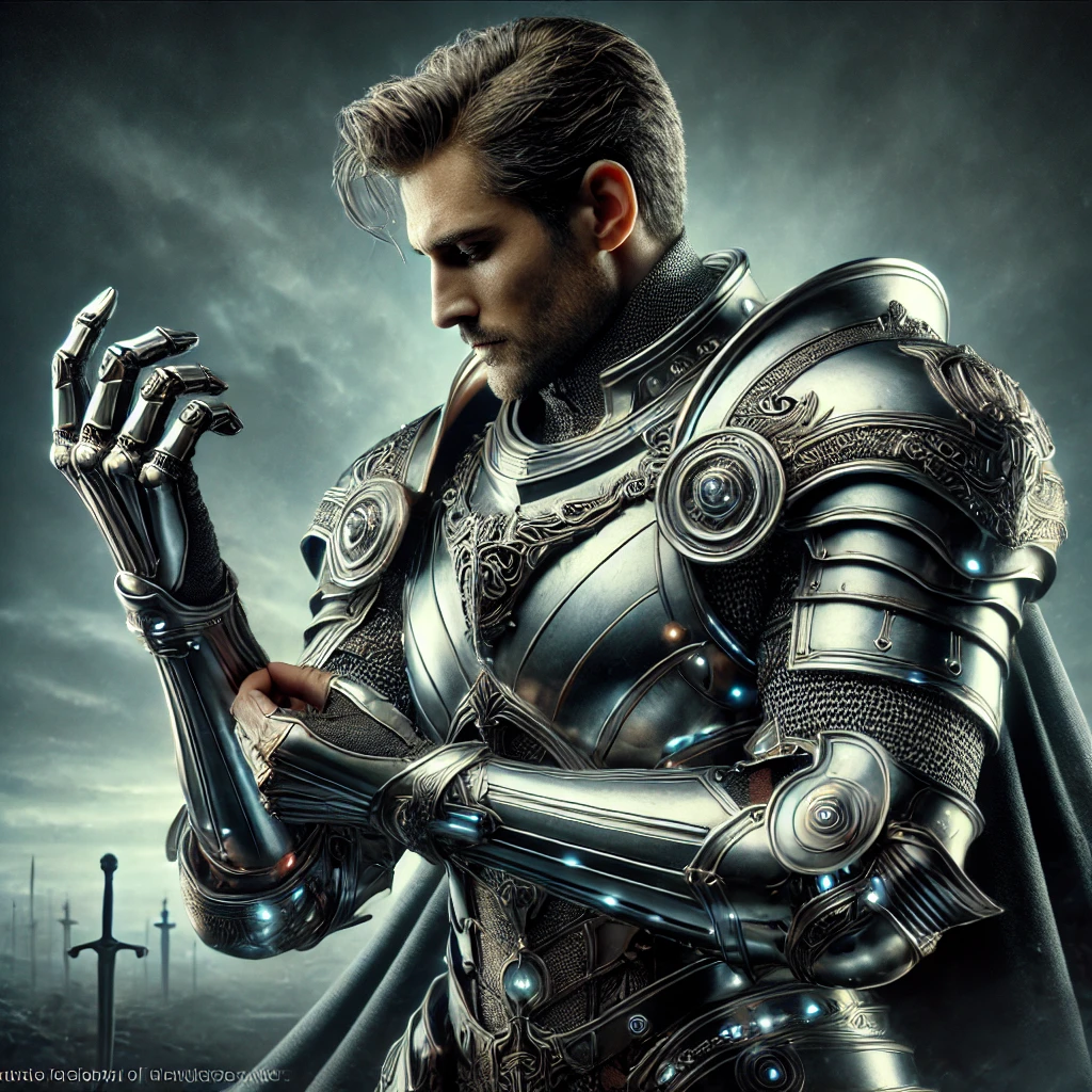 DALL·E 2025-02-19 17.36.07 – A powerful knight wearing a suit of armor that blends traditional medieval design with futuristic elements, creating a balance between classic and mod DALL·E 2025-02-19 17.36.07 - A powerful knight wearing a suit of armor that blends traditional medieval design with futuristic elements, creating a balance between classic and mod