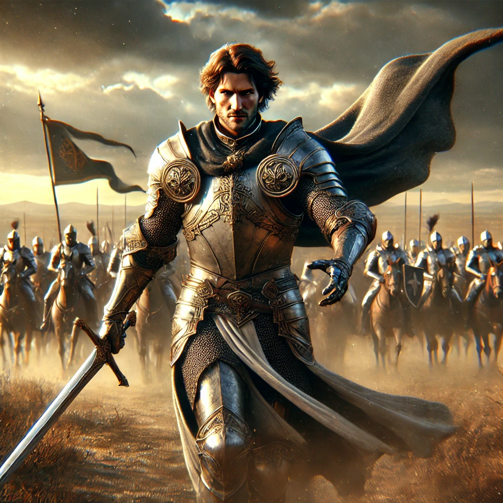DALL·E 2025-03-07 17.39.30 – A hyper-realistic and powerful image of a noble and strong knight leading a battalion of knights across a vast battlefield. The leading knight has an DALL·E 2025-03-07 17.39.30 - A hyper-realistic and powerful image of a noble and strong knight leading a battalion of knights across a vast battlefield. The leading knight has an