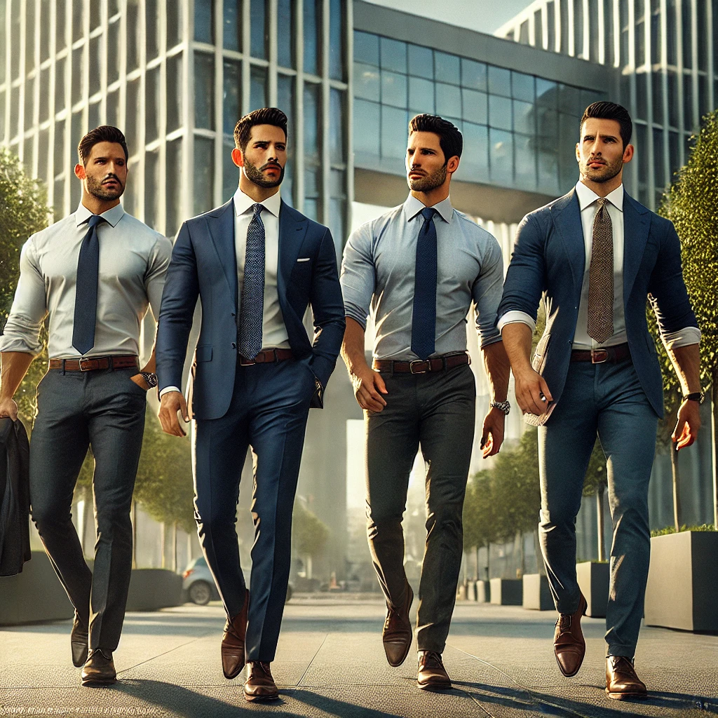 DALL·E 2025-04-28 17.42.53 – A hyper-realistic, cinematic photo-style scene of four strong, confident men in their early 30s walking together with strong purpose through a sophist DALL·E 2025-04-28 17.42.53 - A hyper-realistic, cinematic photo-style scene of four strong, confident men in their early 30s walking together with strong purpose through a sophist